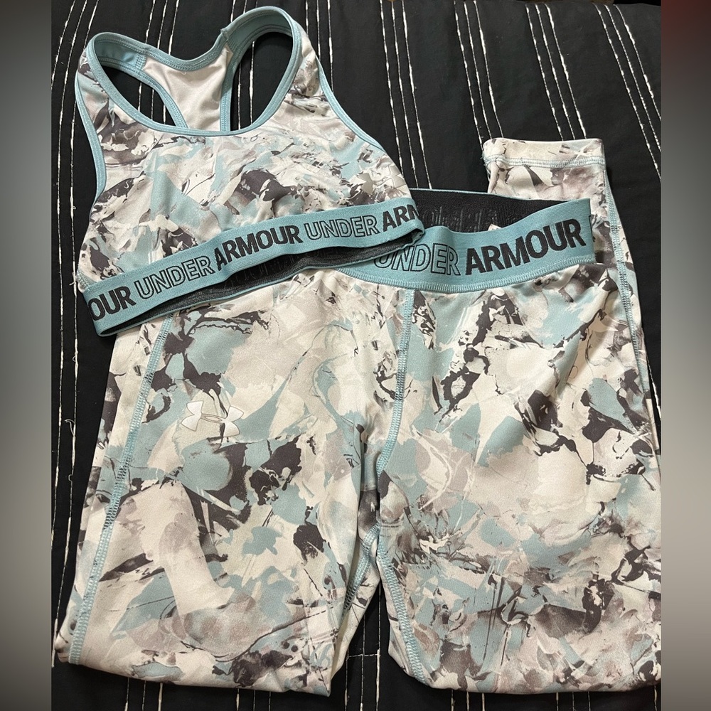 under armor, set sports bra, and leggings